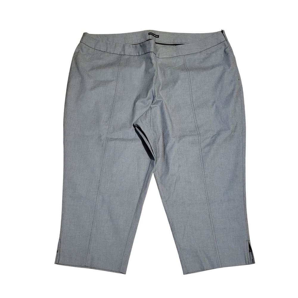 Fashion Bug Womens Plus Size 28 Gray Cropped Dress Pants Side Zip Stretch Work